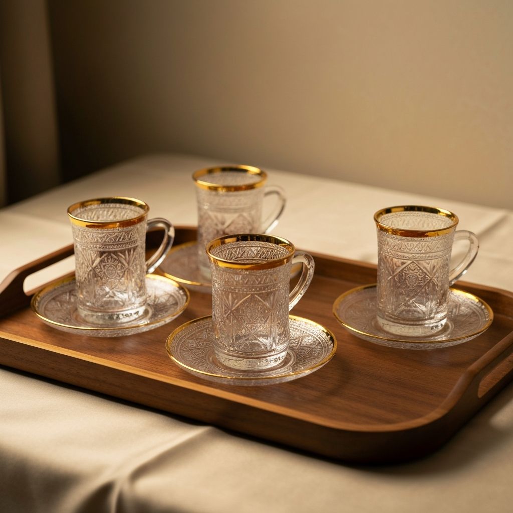 كاسات شاي مع صحون